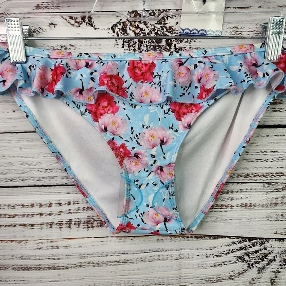 ASOS PLAYFUL PROMISES BEACH SIZE UK 10 6 USA BLUE FLORAL 2PC BIKINI SWIMSUIT - Picture 11 of 17